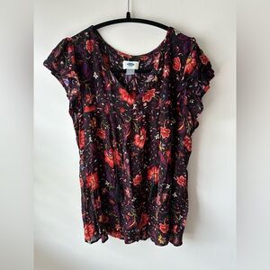 Old Navy Floral Boho Tassel-Tie Top